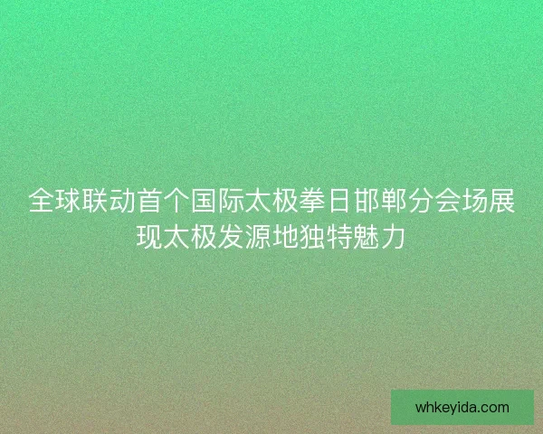 全球联动首个国际太极拳日邯郸分会场展现太极发源地独特魅力